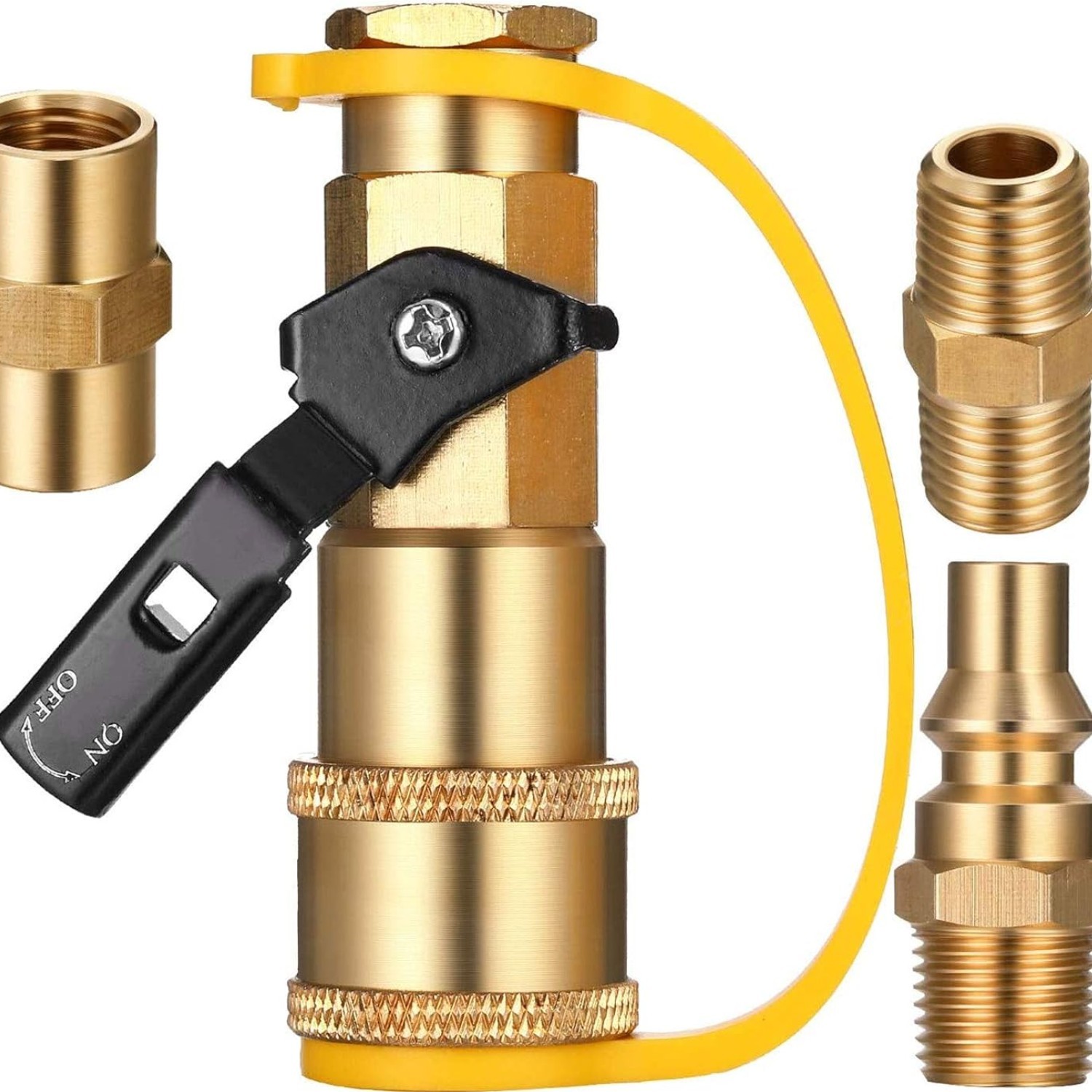4 Pieces RV Propane Quick Connecting Adapter 1/4 Inch Shutoff Valve And Full