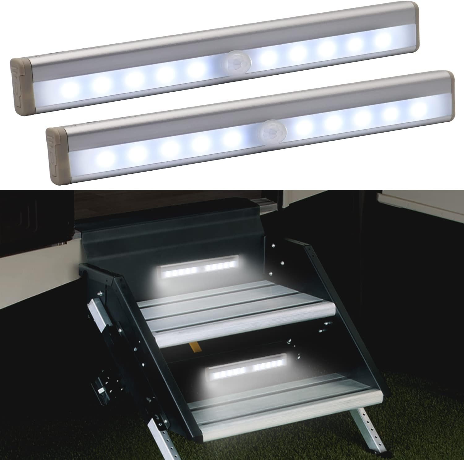 10 LED Waterproof Motion Sensor RV Step Lights – Easy Install Magnetic Night Bar