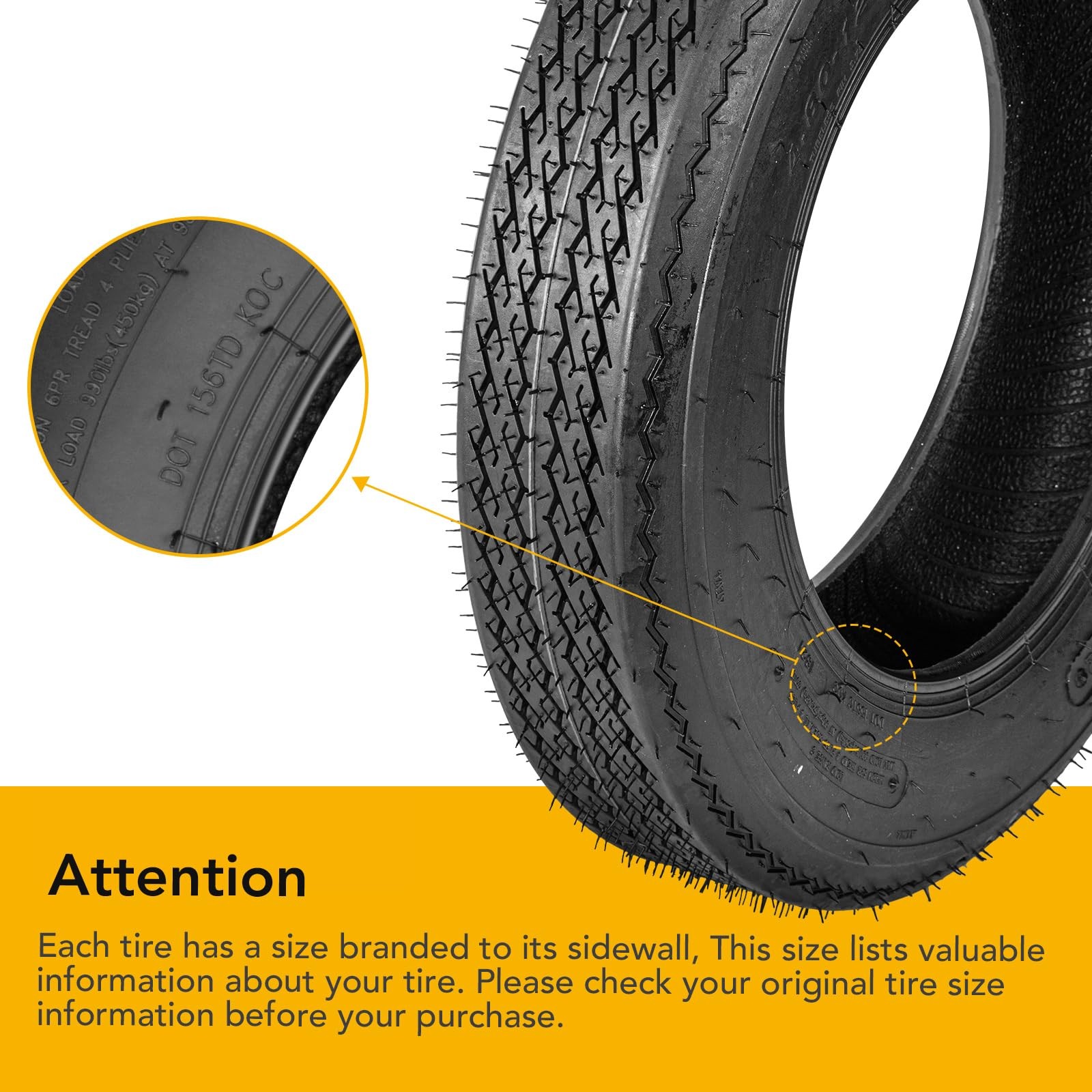 All-Season 4.80-12 Set of 2 Radial Trailer Tires 6PR Load Range C Fit 12″ Rims