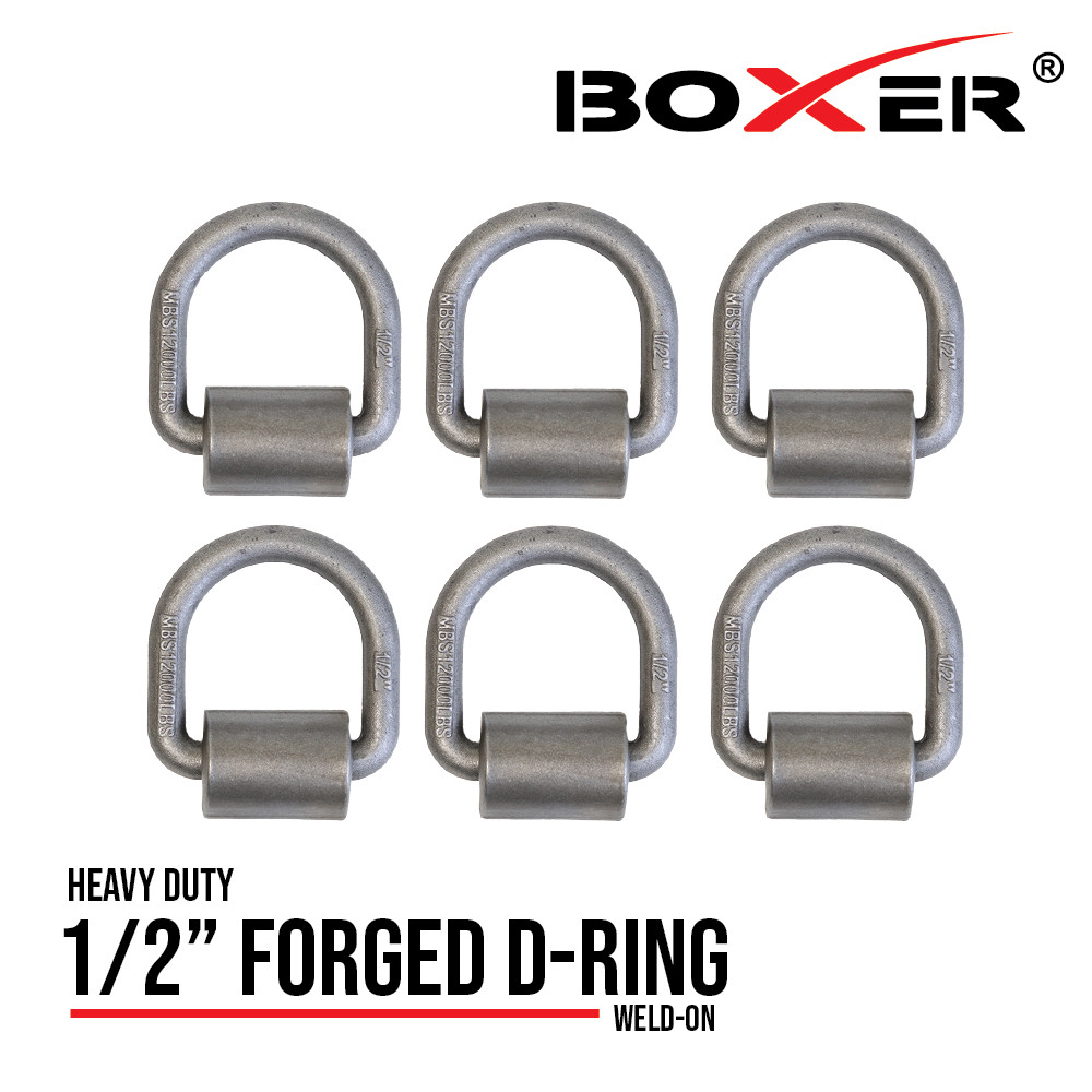 1/2″ Heavy Duty Weld-On Forged D Ring 6 Pack 12000 LBS, by BoxerTool