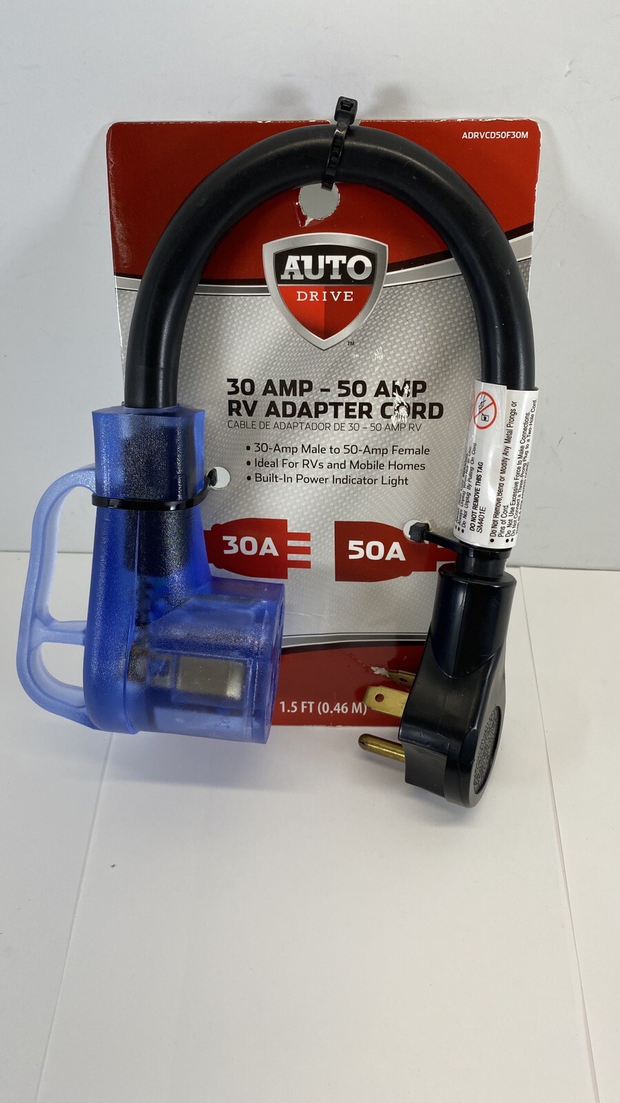 Auto Drive 30 Amp Male to 50 Amp Female 1.5′ Adapter Cord RVs, Mobile Homes, S2+