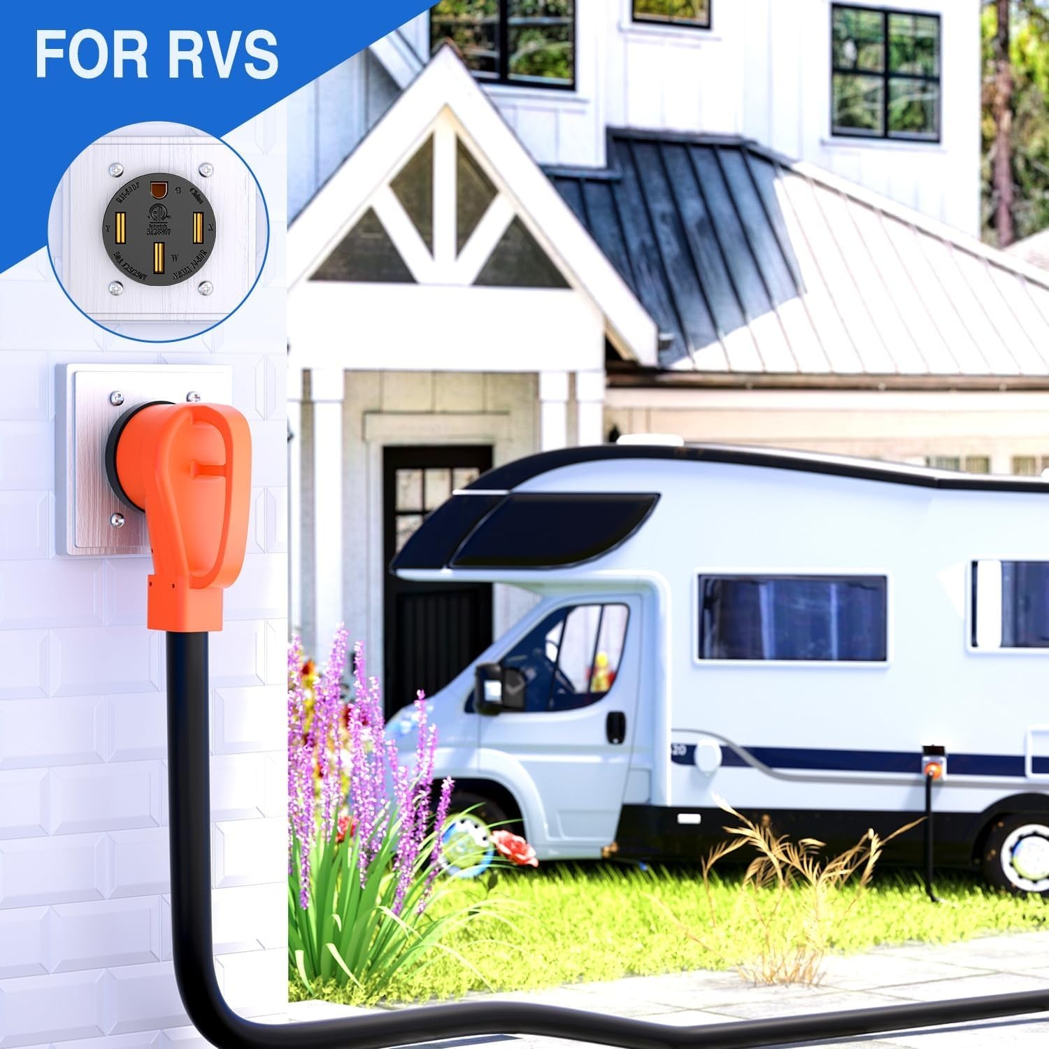 Nilight 50AMP RV Power Outlet 125/250V NEMA 14-50R Heavy Duty RV Receptacle