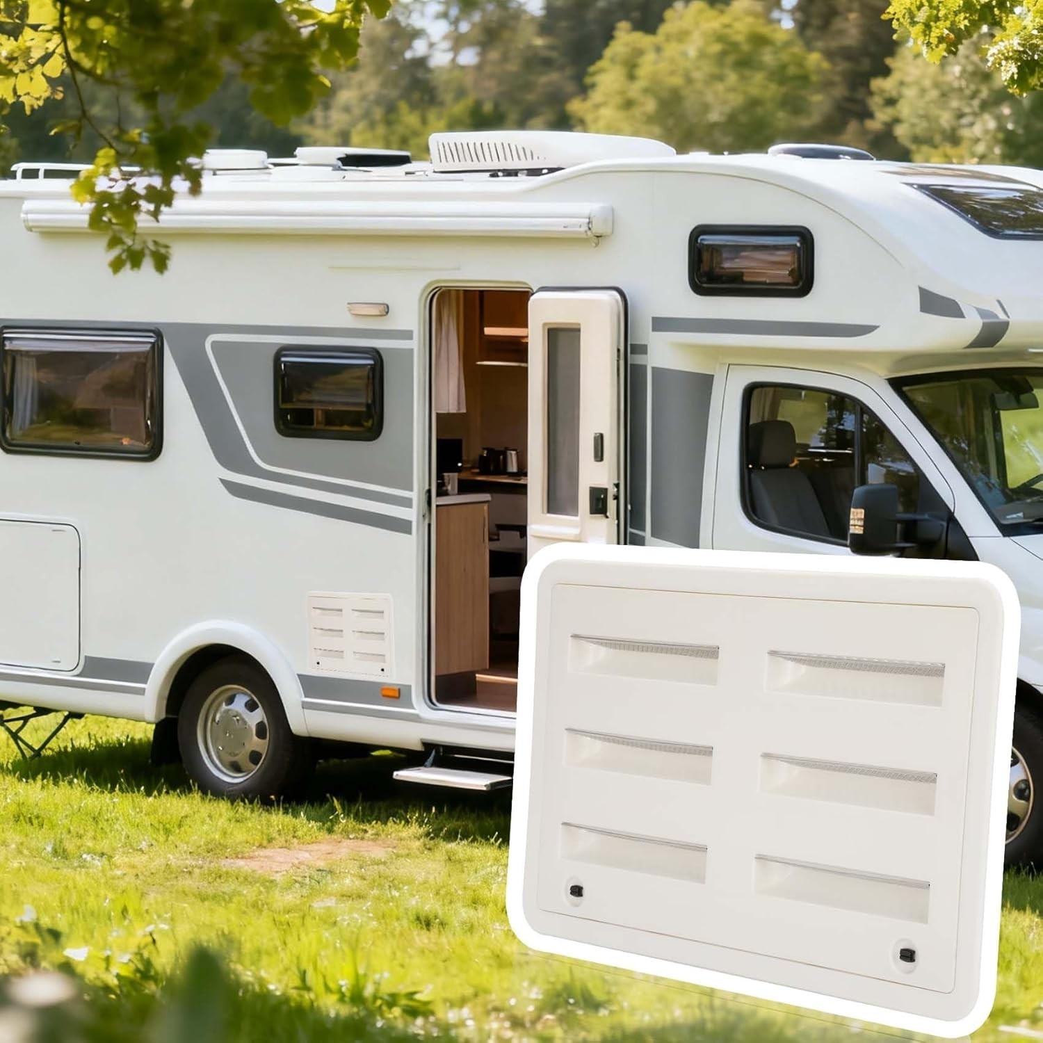 Benut RV Refrigerator Vent Cover 23-1/8″ x 15″ Side Replacement Screen Camper
