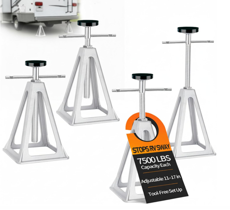 4 Pack RV Stabilizer Jacks 11″-17″ Adjustable Aluminum Screw Jack Stands 7500lbs