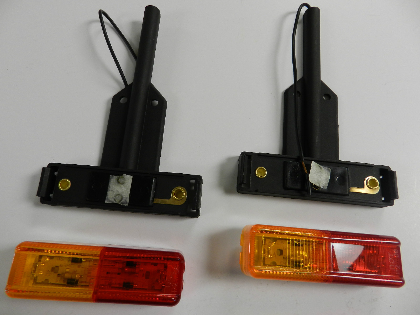 2- LED Fender Lights 1×4 Surface Amber & RED Marker lights w/brackets Optronics