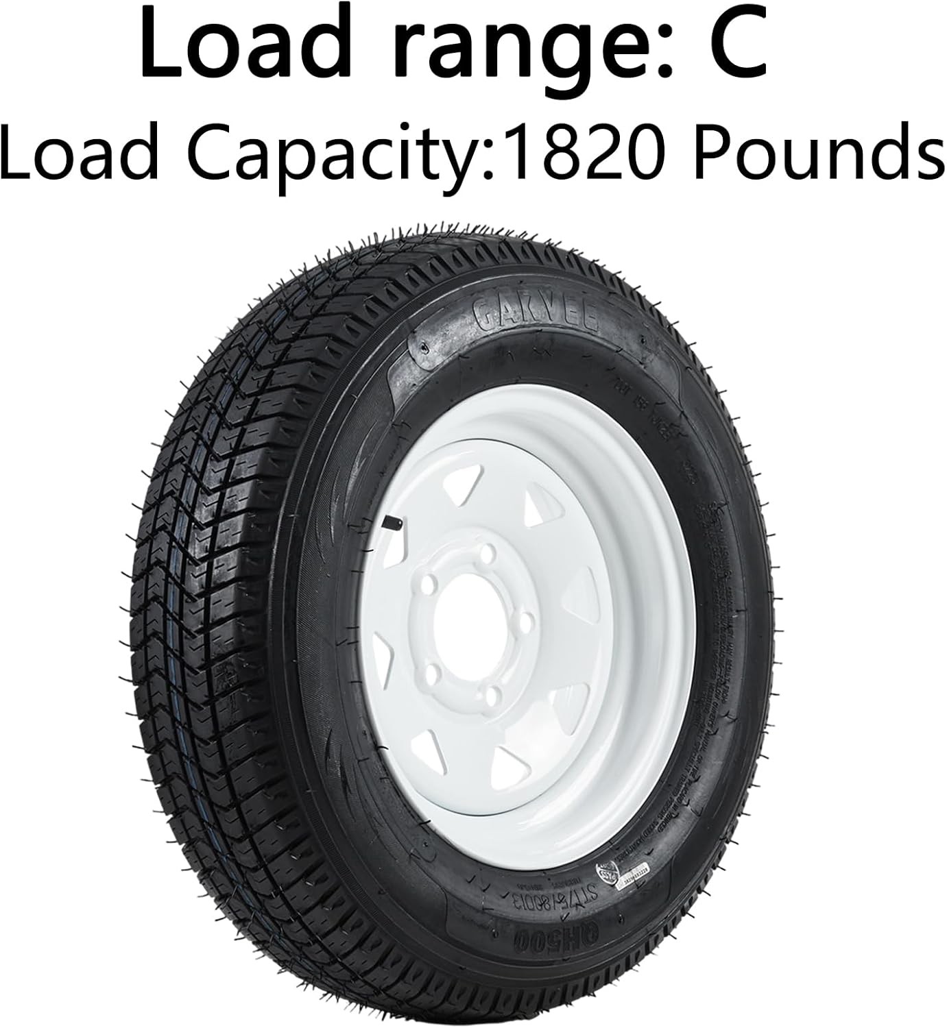 2PCS ST205/75D15 Trailer Tires with Rims 205/75 D 15 LRC 5 Lug on 4.5″, 6PR