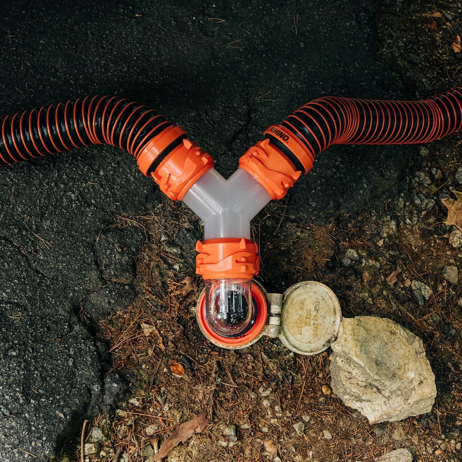 Clear RhinoFlex RV Sewer Hose Elbow – 360° Fitting Rotation & Versatile Adapter