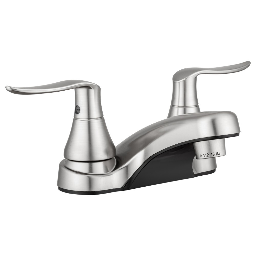 Dura Elegant Plastic Satin Nickel Low-Arc Lavatory Faucet with Levers Handles
