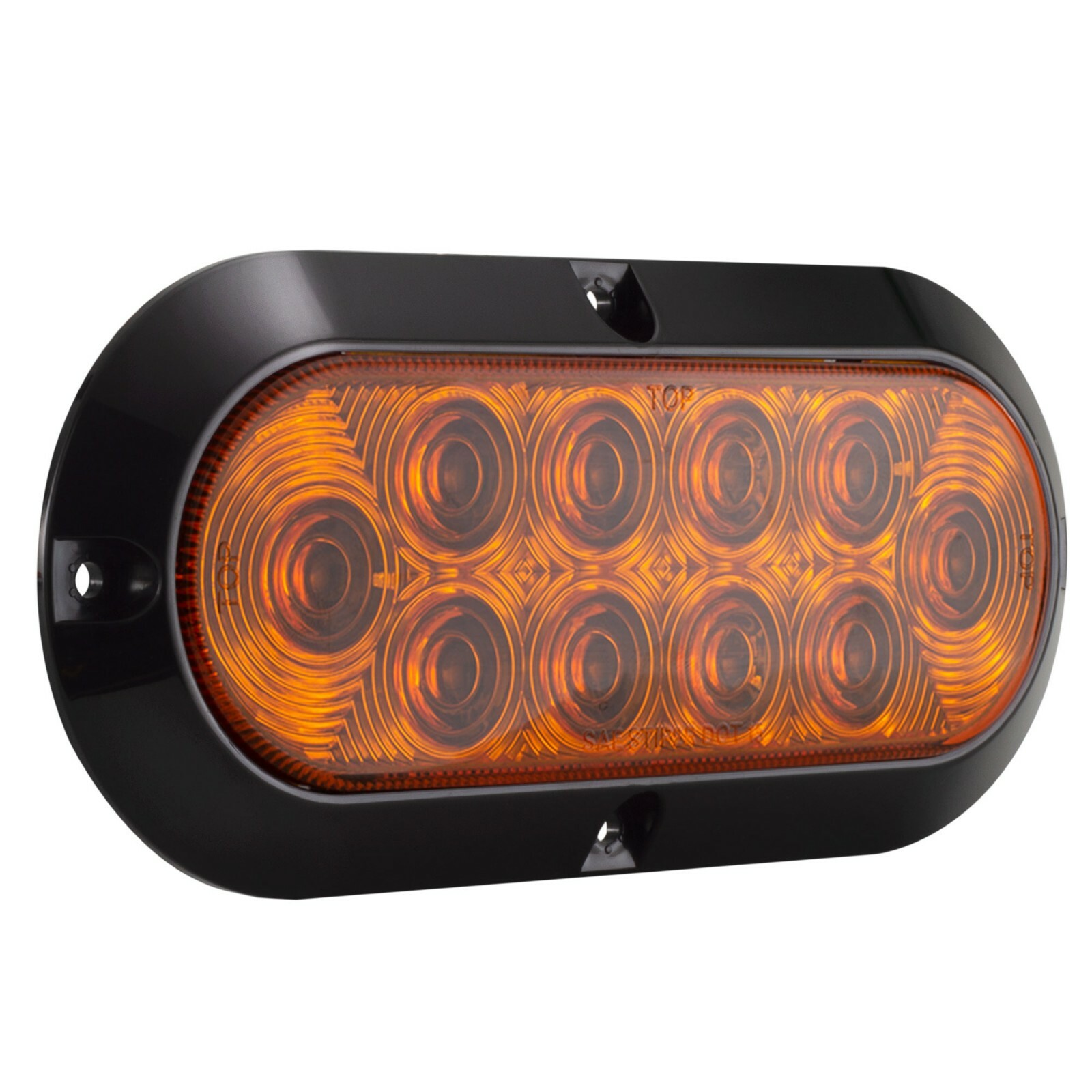 6″ Amber Oval LED Surface Mount Stop Tail Light Turn Signal Semi DOT Black 2pk