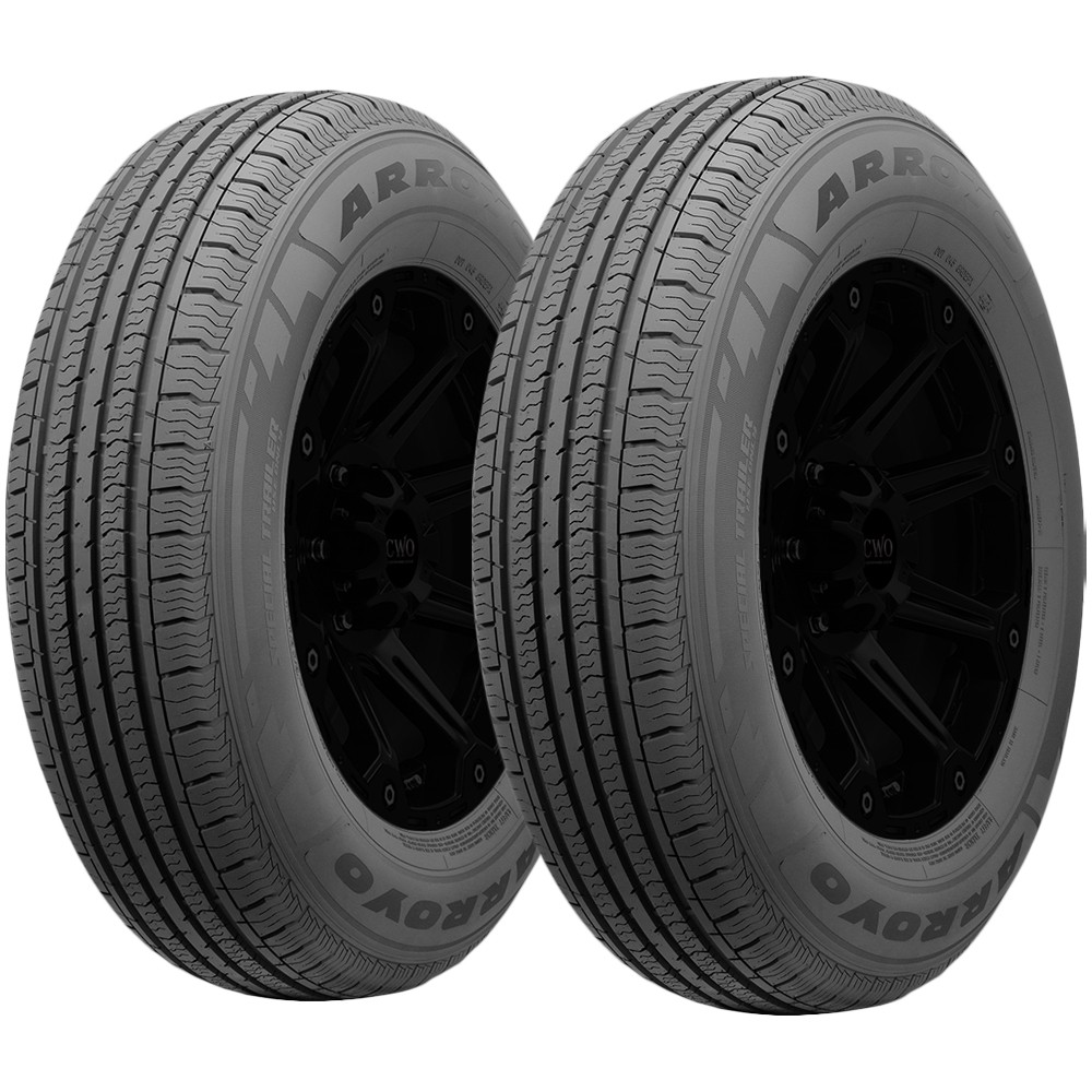 (QTY 2) ST225/75R15 Arroyo Semi-Steel Trailer 113/108N LRD Black Wall Tires