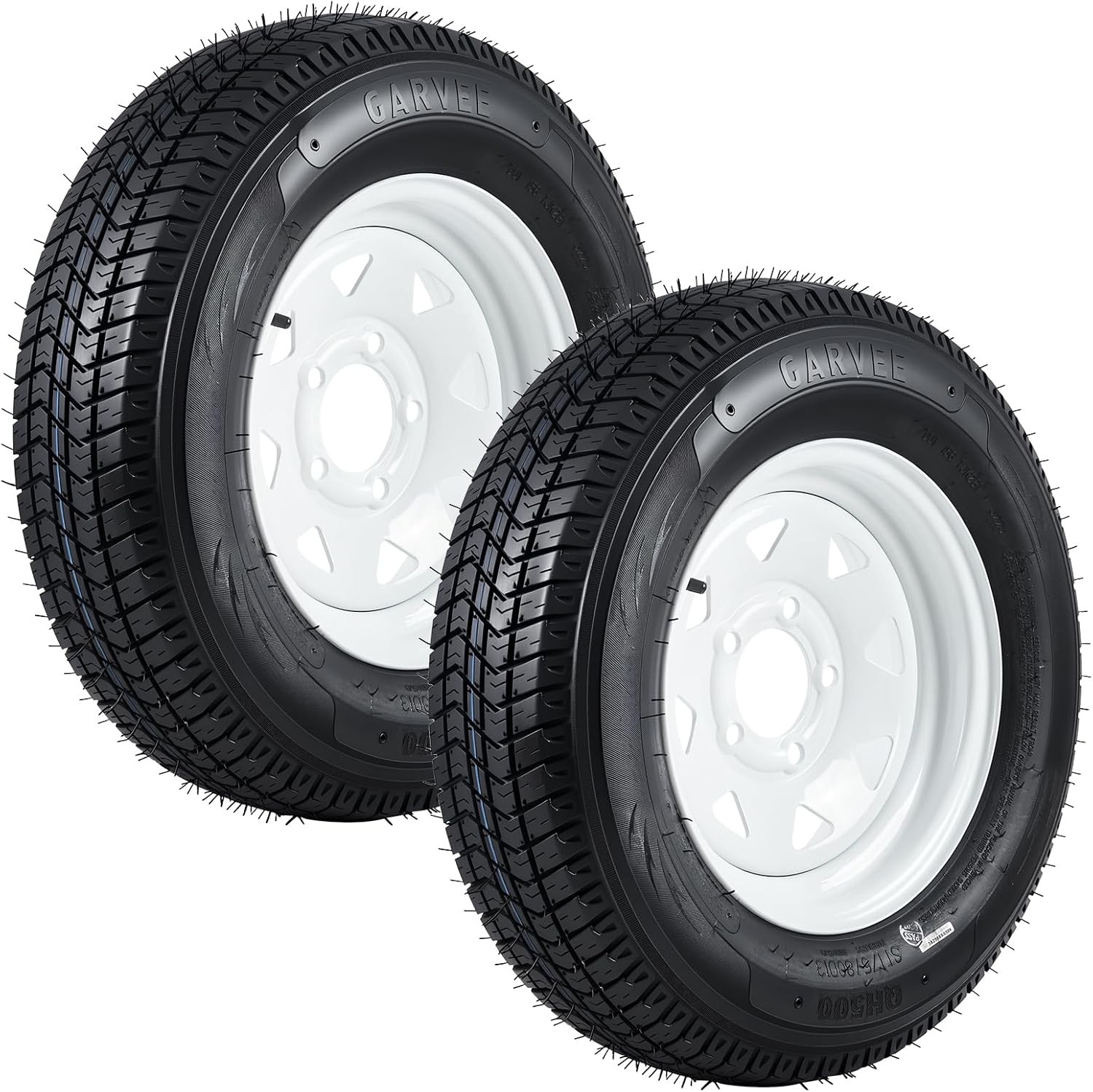 2 Pack ST175/80D13 Trailer Tires with Rims 175/80 D 13 LRC 5 Lug on 4.5″, 6PR