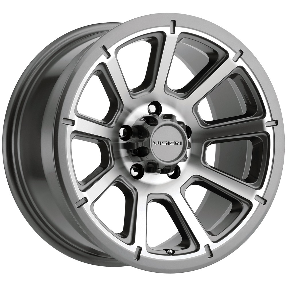 Vision 353 Turbine Trailer 18×9 5×4.5″ +18mm Gunmetal Wheel Rim 18″ Inch