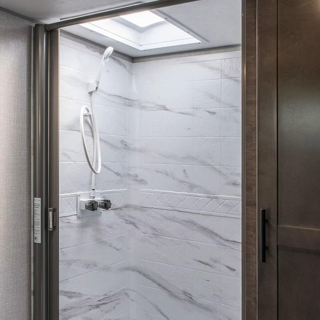Professional RV Shower Faucet for Camper with Polished Finish & Dual Knobs