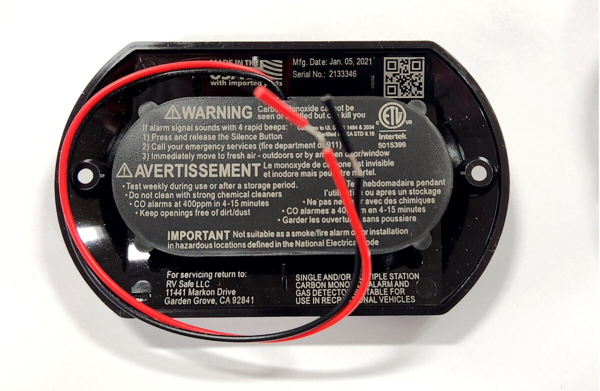 RVSafe RVCOLP-2B Surface Mount Dual CO2 and Propane Gas Alarm for RVs – Black