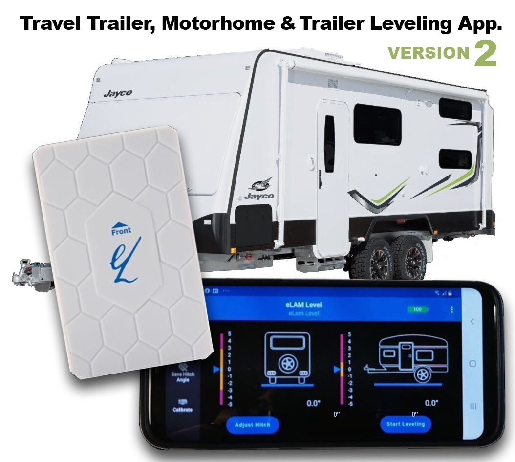 eLam Level – VERSION 2 Travel Trailer, RV and Trailer leveling device with App