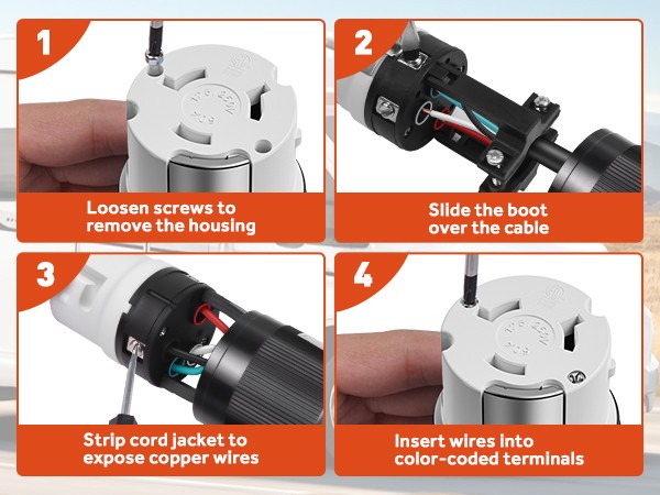 MICTUNING 50AMP RV Power Cord Twist Lock Plug with Boot Locking Cover 125/250V