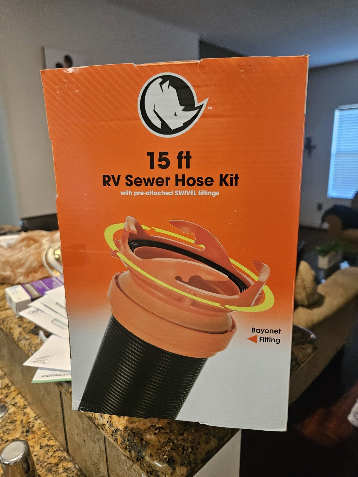 Camco 39761 Rhinoflex RV Sewer Hose Kit 15Ft With Swivel Fittings