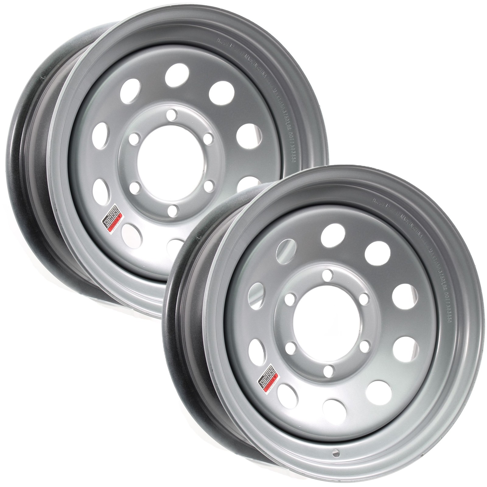 2-Pack Trailer Rim 16 Inch 16X6 6 Lug On 5.5 Center Silver Modular Wheel