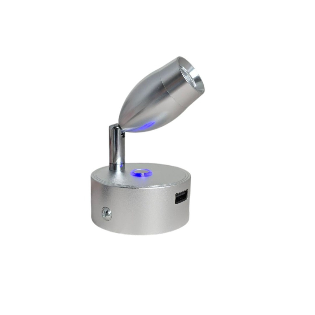 12V LED Reading Light Touch Dimmable Spotlight USB Caravan Campervan Boat 3W Lam