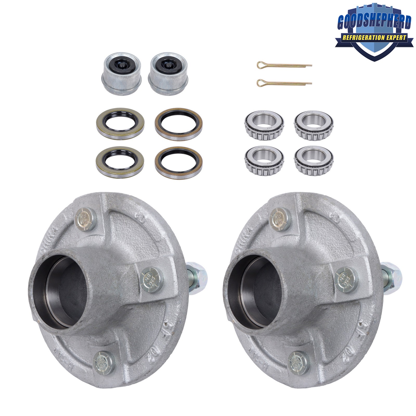 2 PCS Boat Utility Trailer Hot Dipped Galvanized 4 Lug Hub 1 Inch x 1 Inch Kit