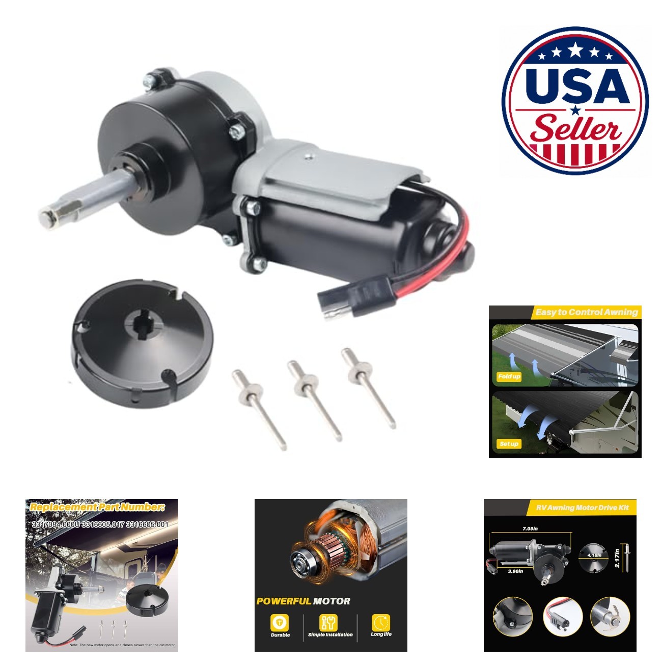 RV Awning Motor Drive Repair Kit 12V DC Replacement 9200 Series Direct Fit
