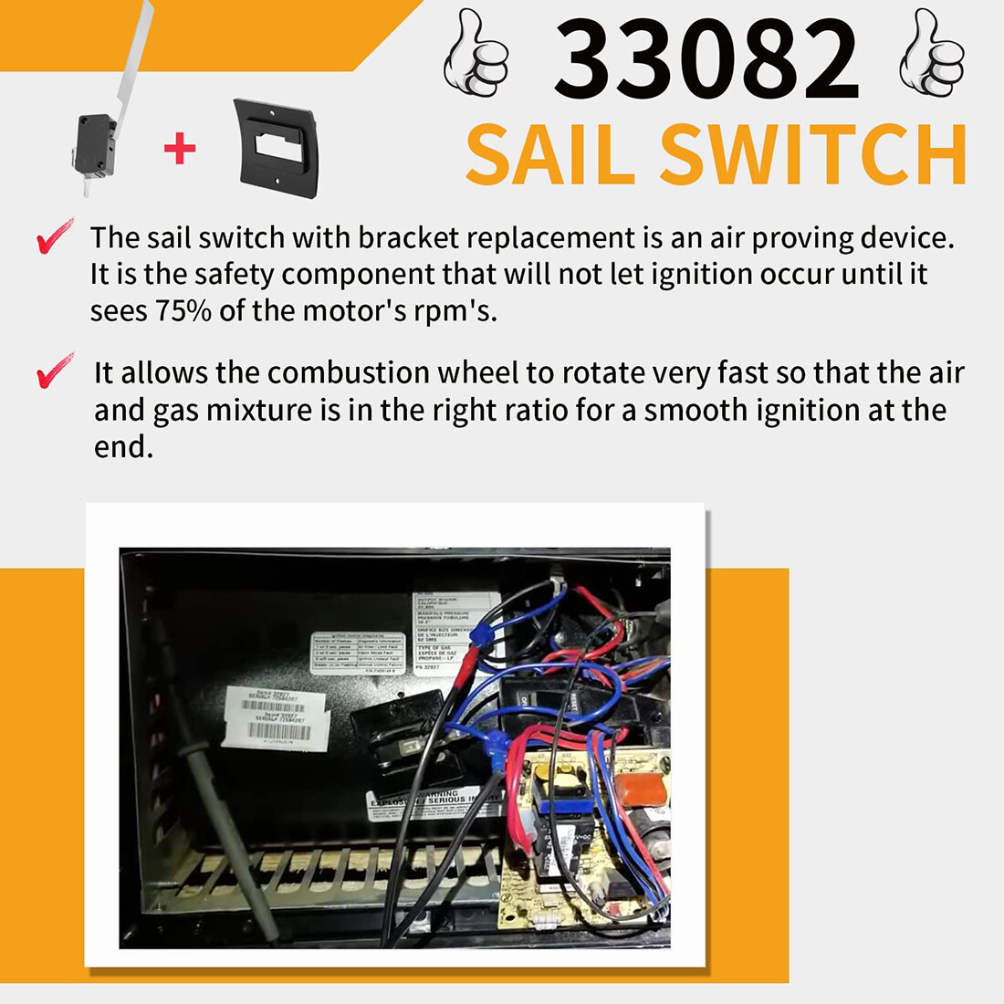 33082 36165 Sail Switch Replacement for Select Dometic Atwood RV Furnace