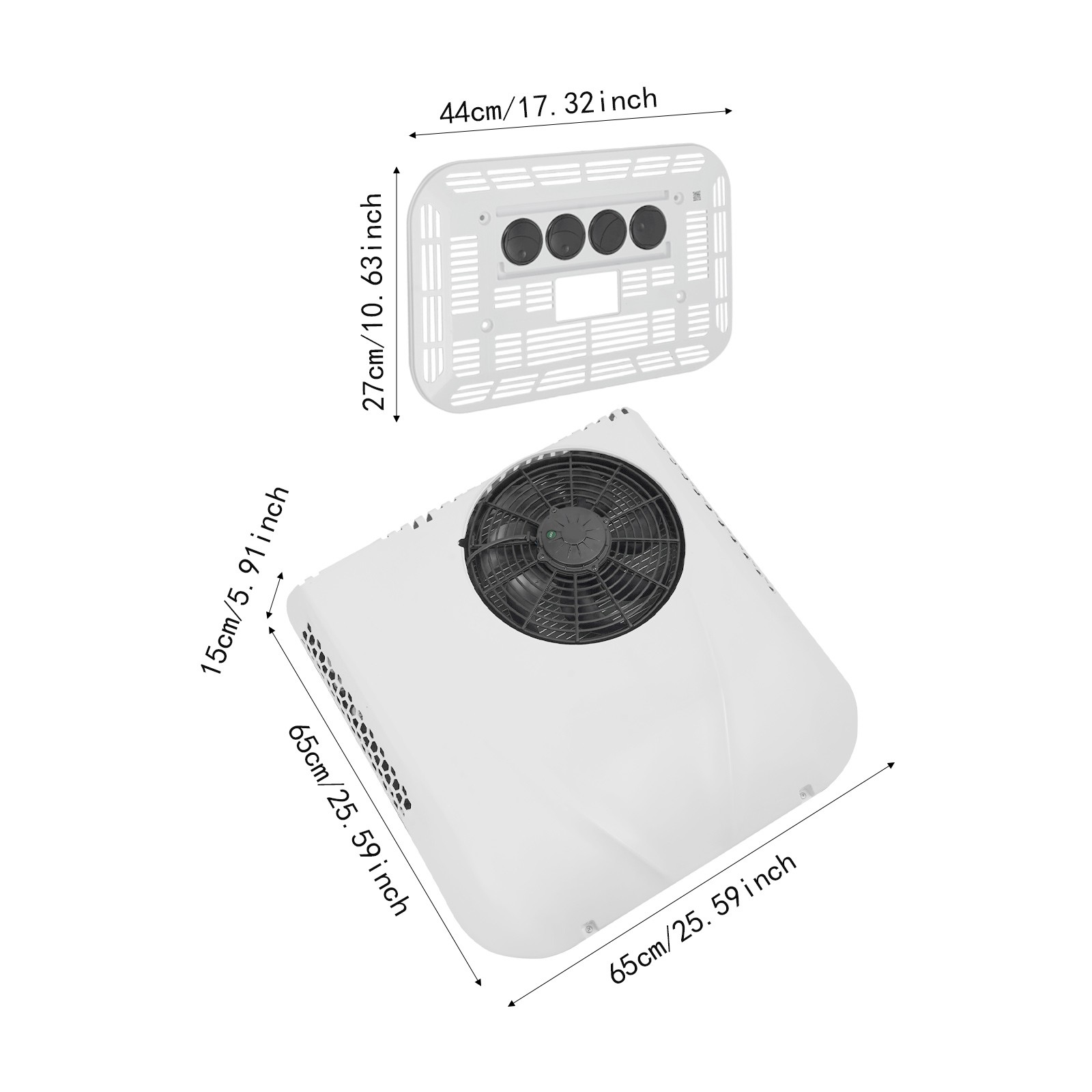 White RV Heating and Cooling Air Conditioner, 12V Air Conditioner for Motorhomes