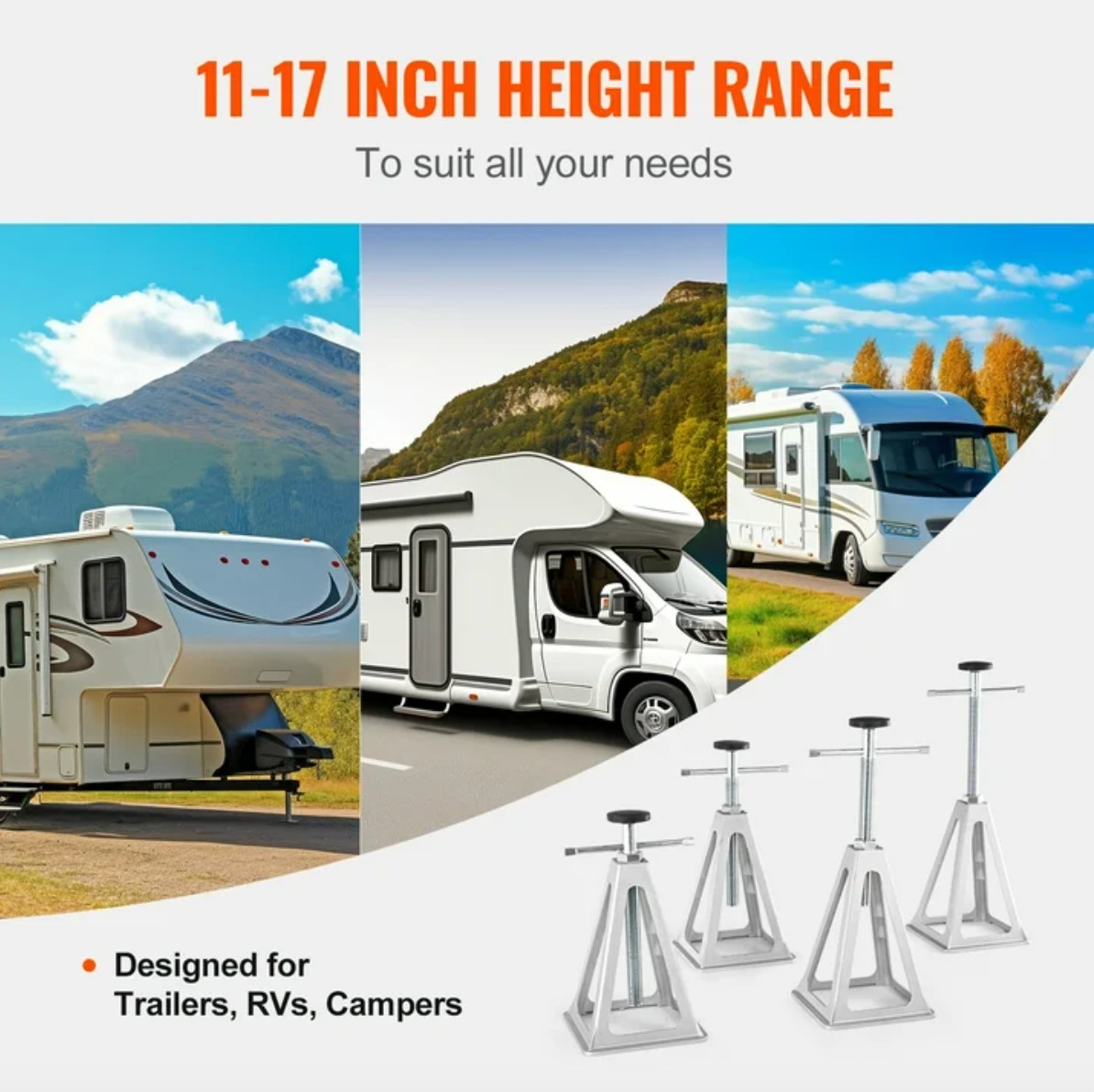 4pk Aluminum Stack Jack Stands for Stabilize Level RV Camper 5th Wheel Trailer