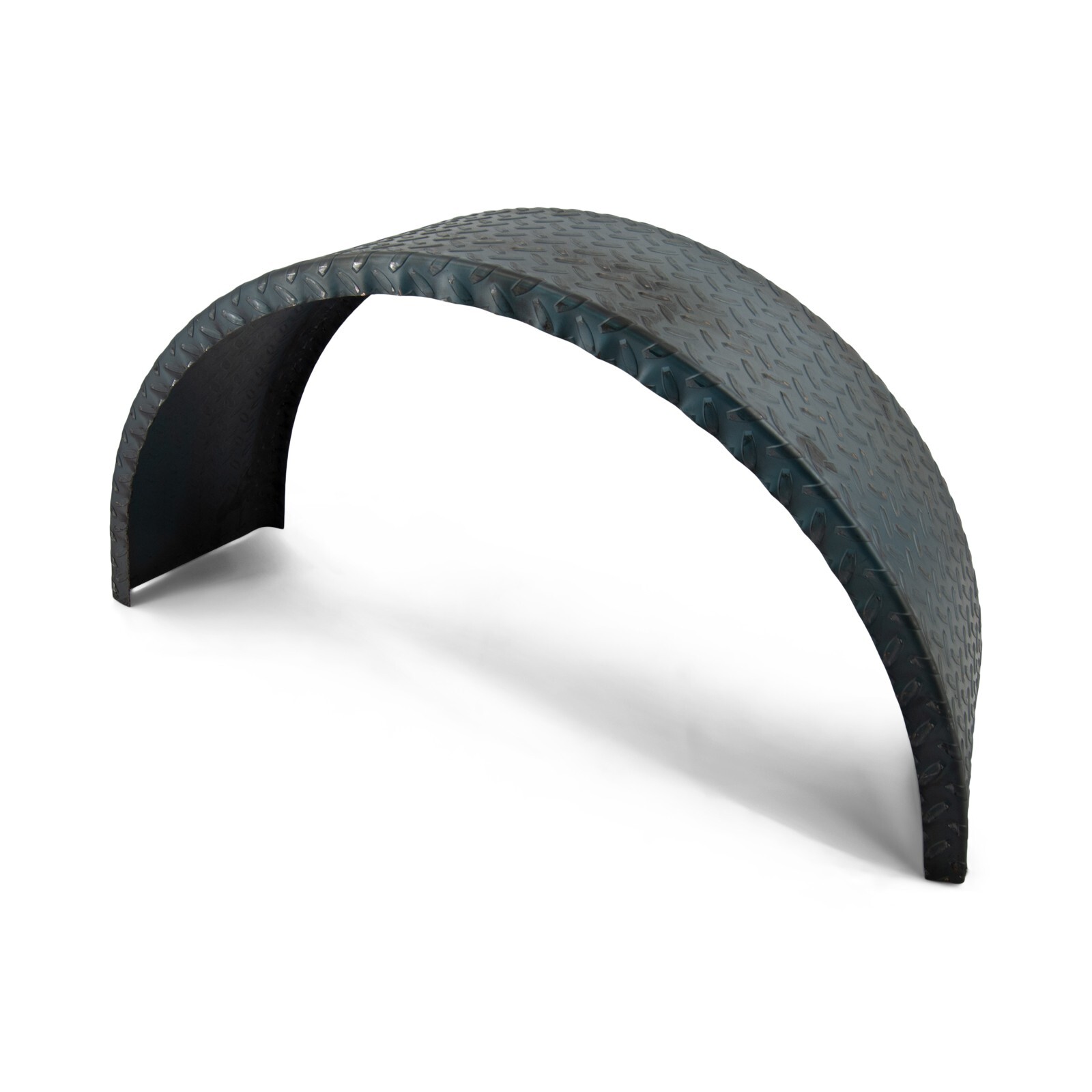 (Qty 2)- Trailer Fenders Single Axle Round Steel Diamond Plate 9″ x 32″ x 15″