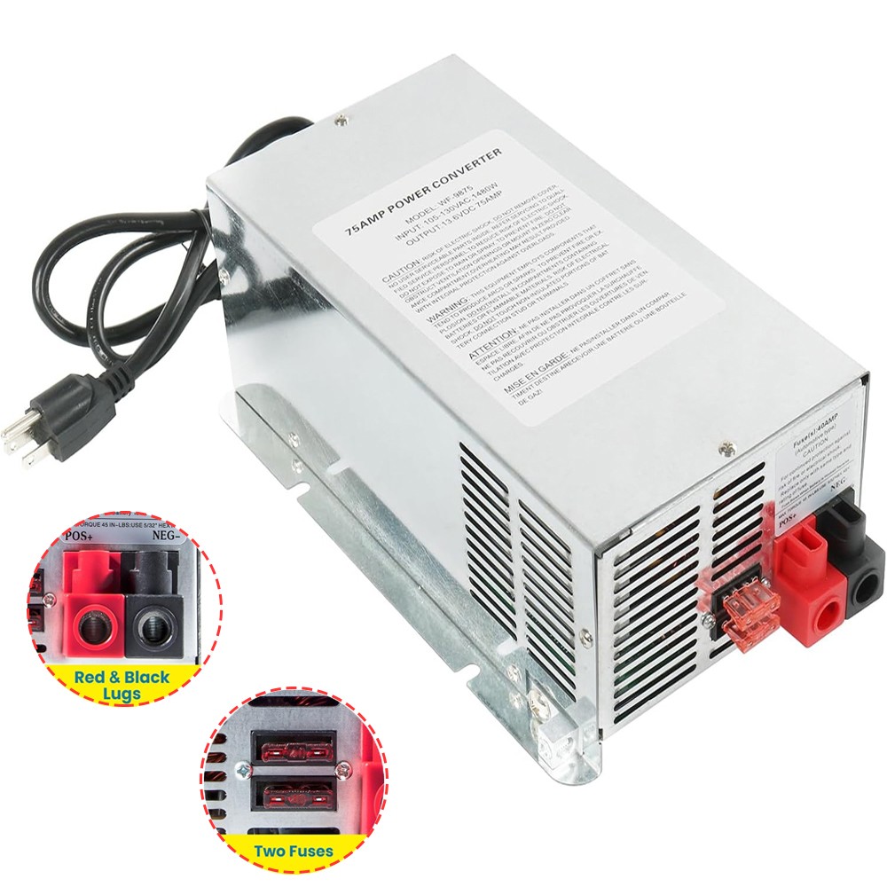 For WF-9875 75Amp RV Converter Power Supply Battery Charger Deck Mount Replace