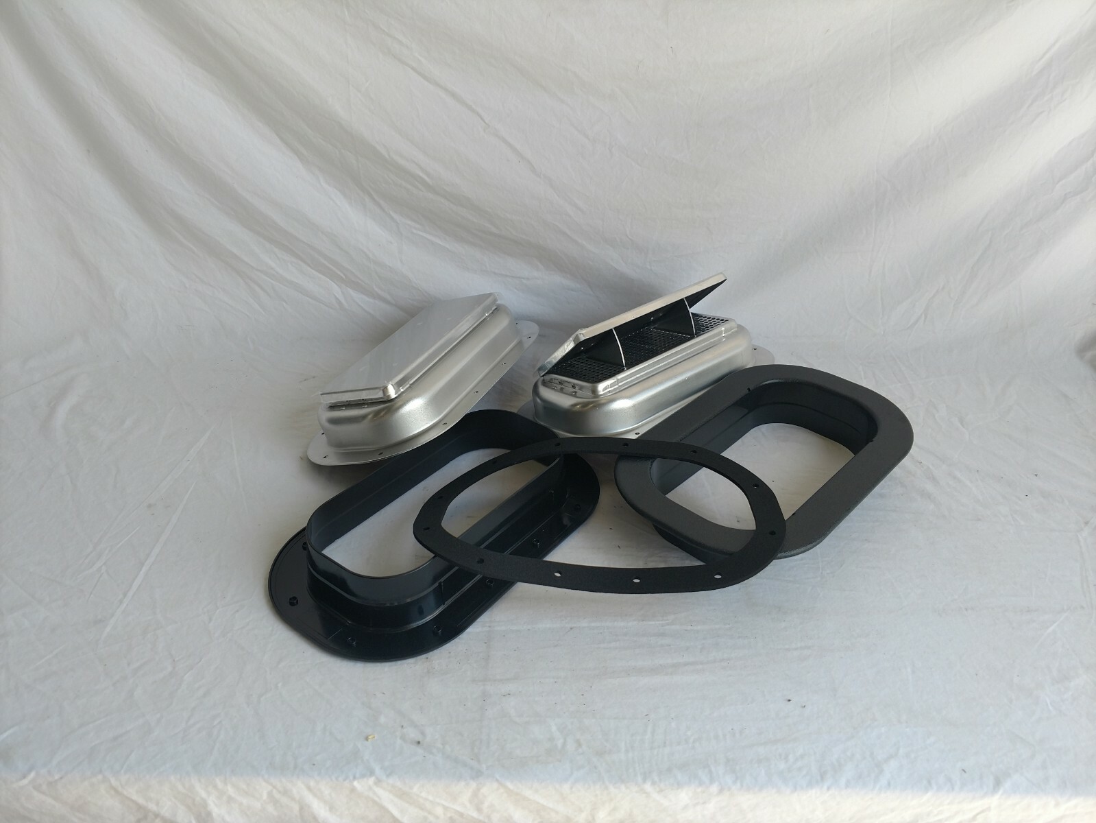 Trailer Roof Vent 1 Pair High Profile Aluminum Popup w/ Trim Rings & Gaskets