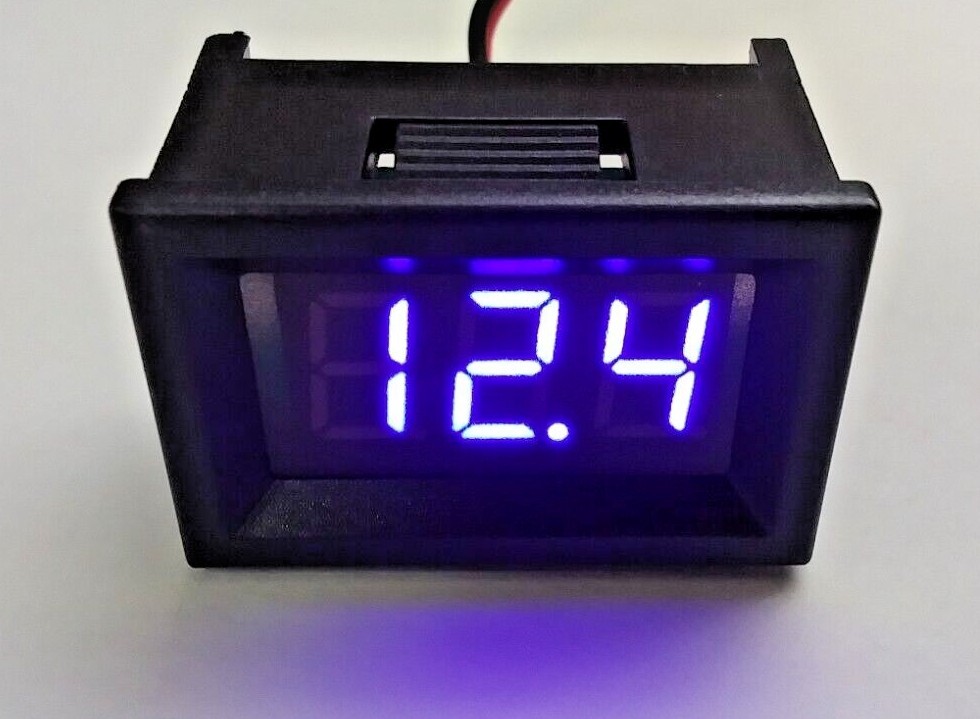 BBT 2 Wire Blue LED 36 volt Snap-In 1-1/4″ RV Digital Volt Meter