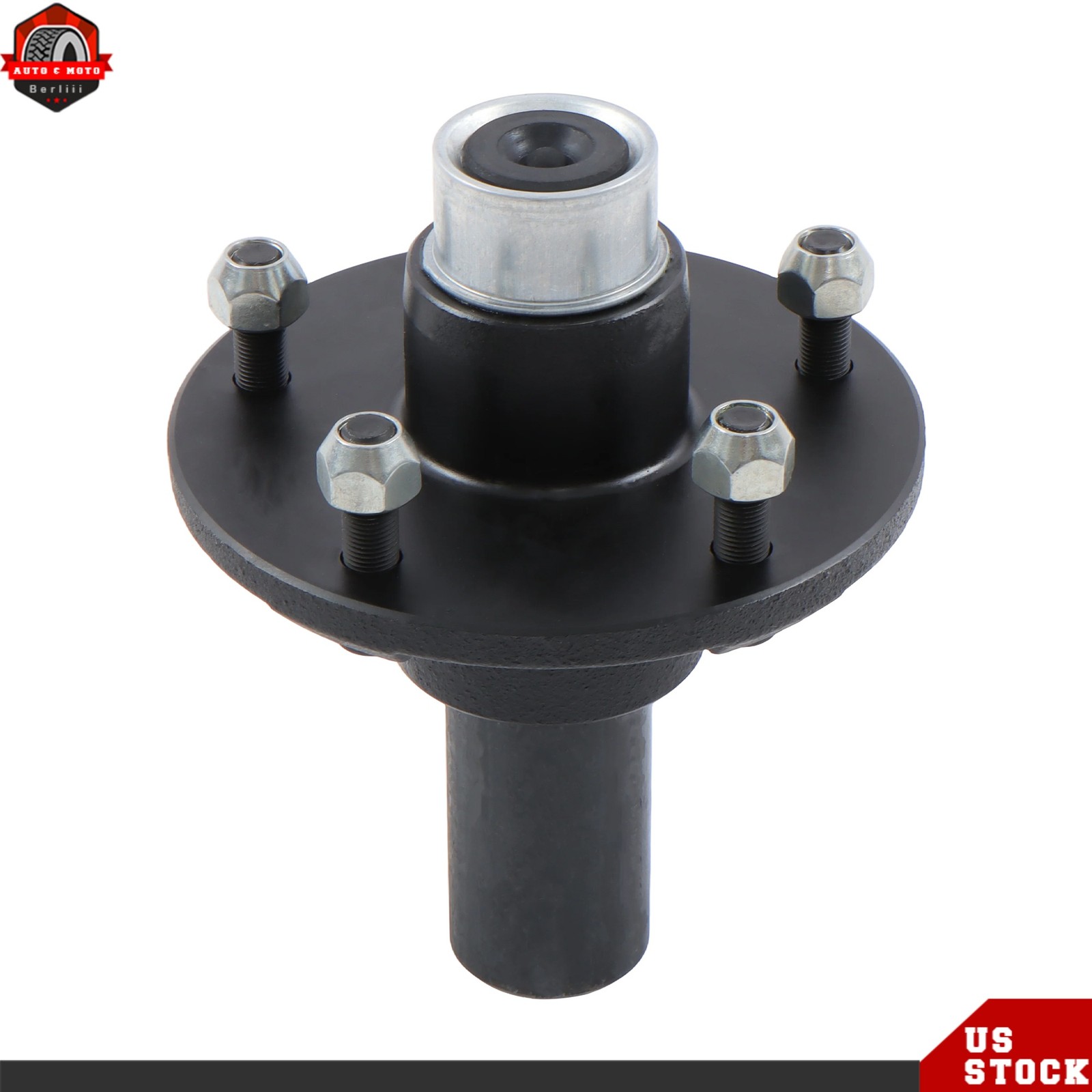 5 Lug 5.5″ Trailer Hub Kit w/Spindle For 3500lbs #84 Axle Pre-Greased 1/2 Sets