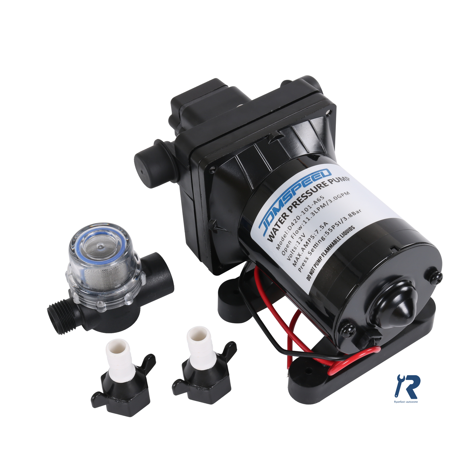 3.0 Gpm Revolution Pump 12 Volt DC with Strainer 4008-101-A65 fit for Camper
