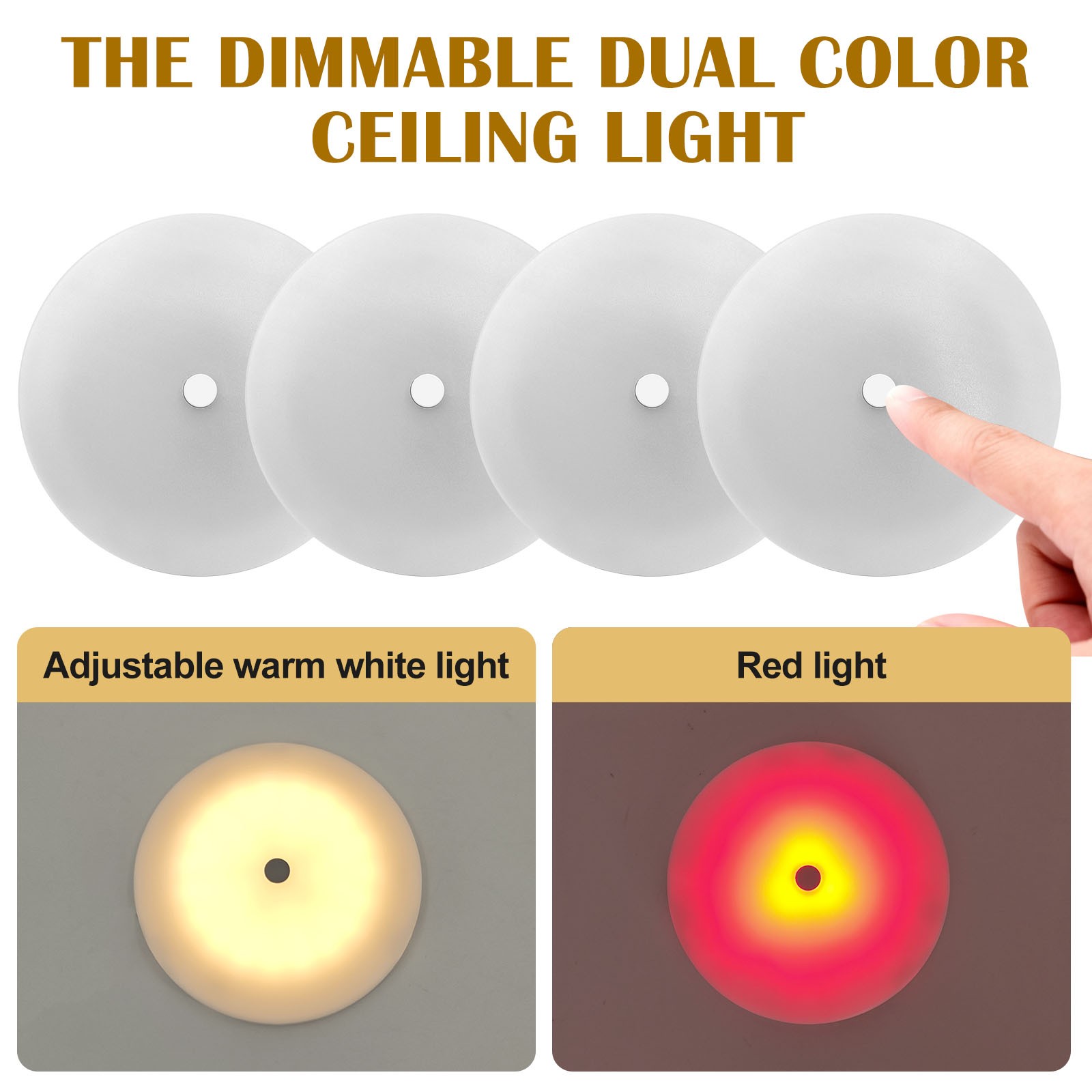 4-Pack 12V 4.5″ LED RV Ceiling Light – Warm White & Red Night Light for Boat RV