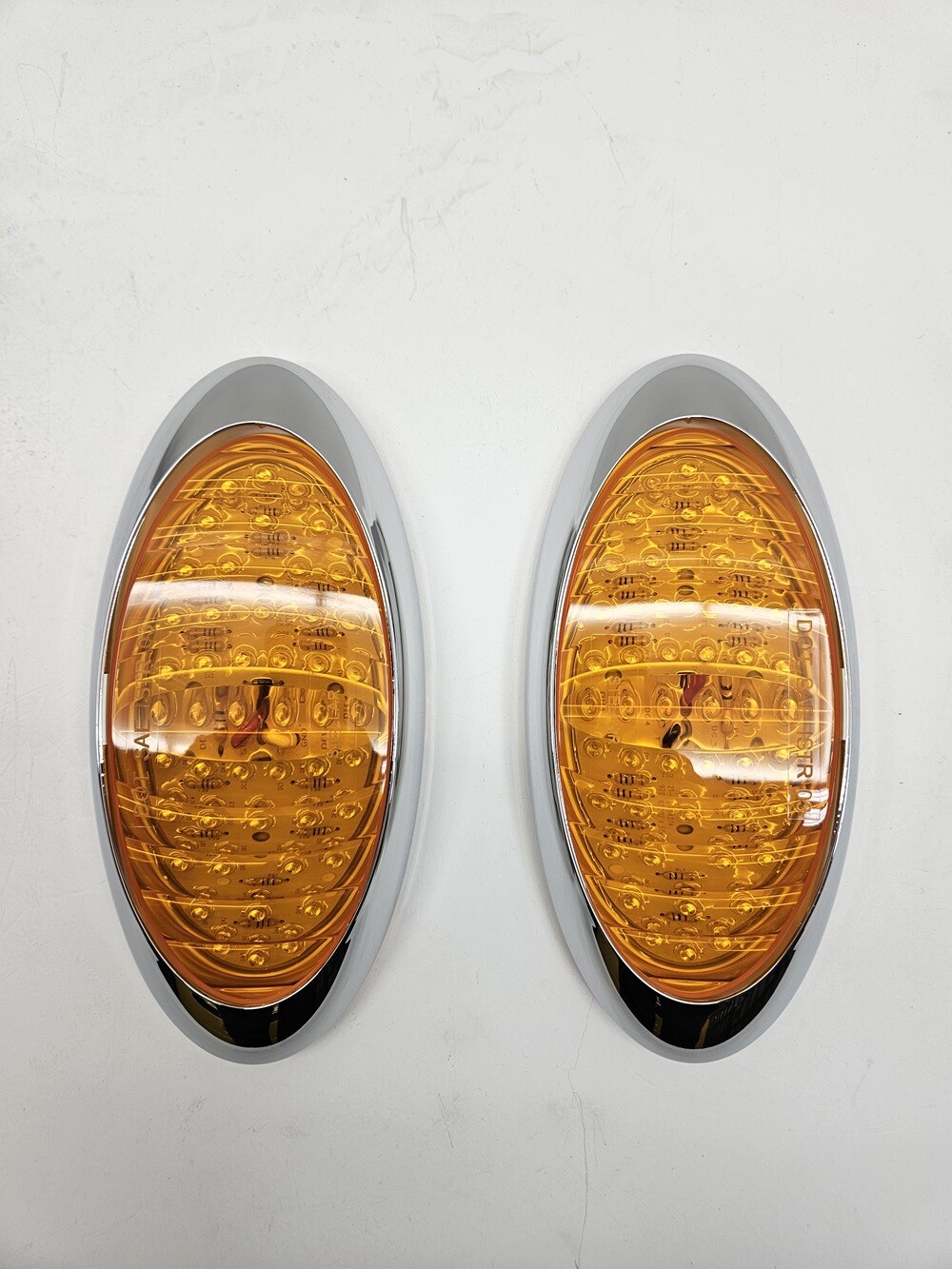 8″ Bright Oval Amber LED RV Camper Trailer Marker Turn Signal Lights Chrome Trim