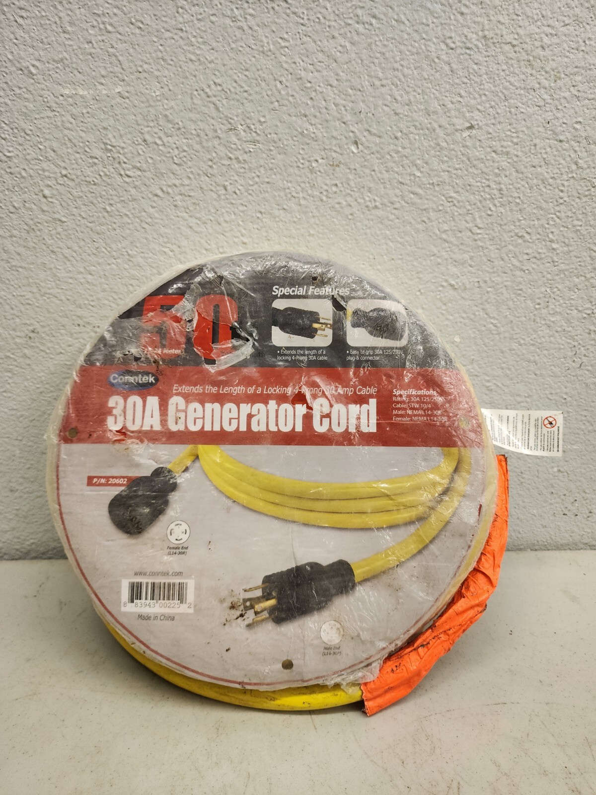 Conntek L14-30 Generator Extension Cord 30-Amp 125/250-Volt 7500W 50 Feet Length