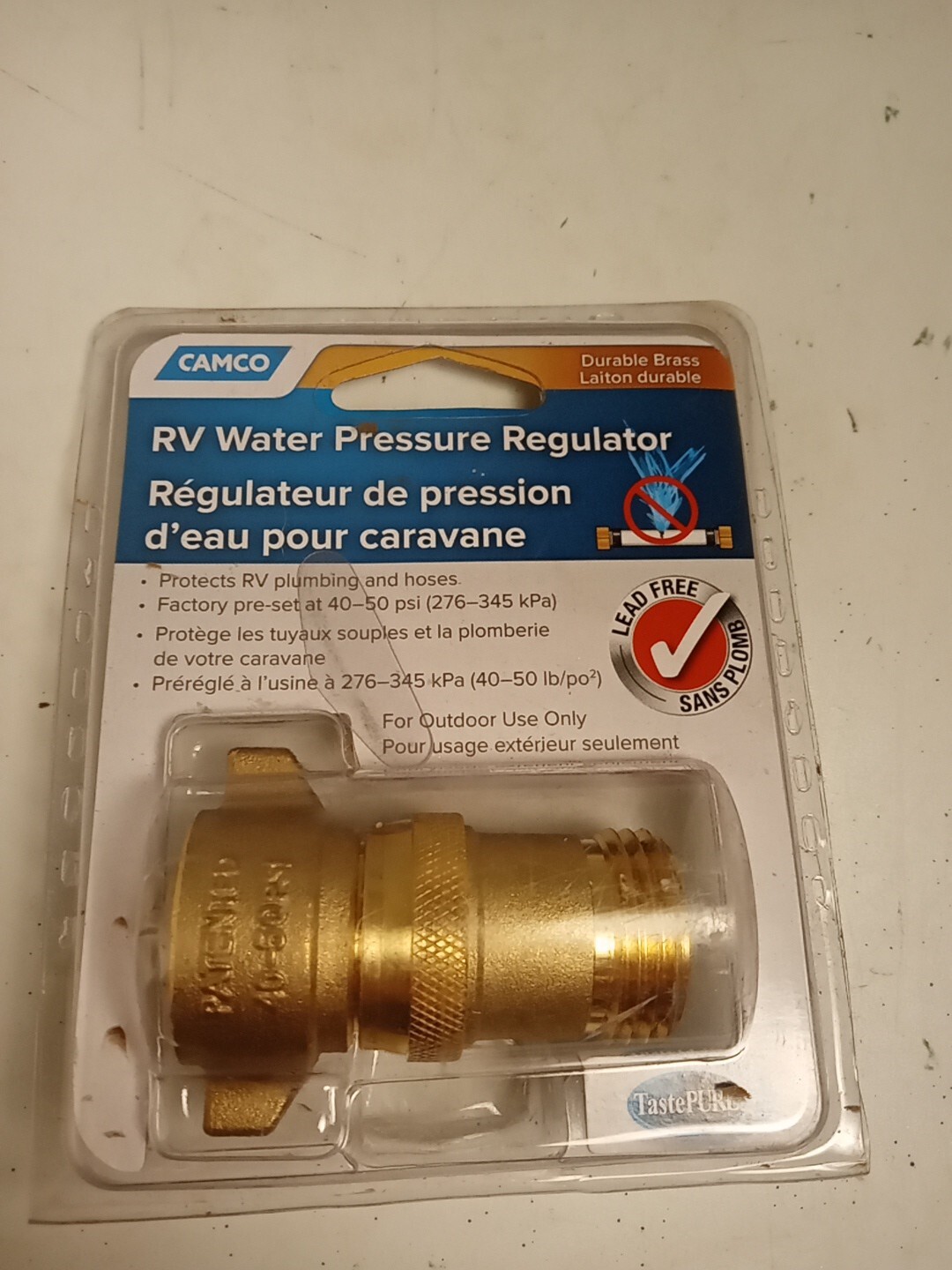 Camco 40055 – Brass RV Water Pressure Regulator – Sealed product