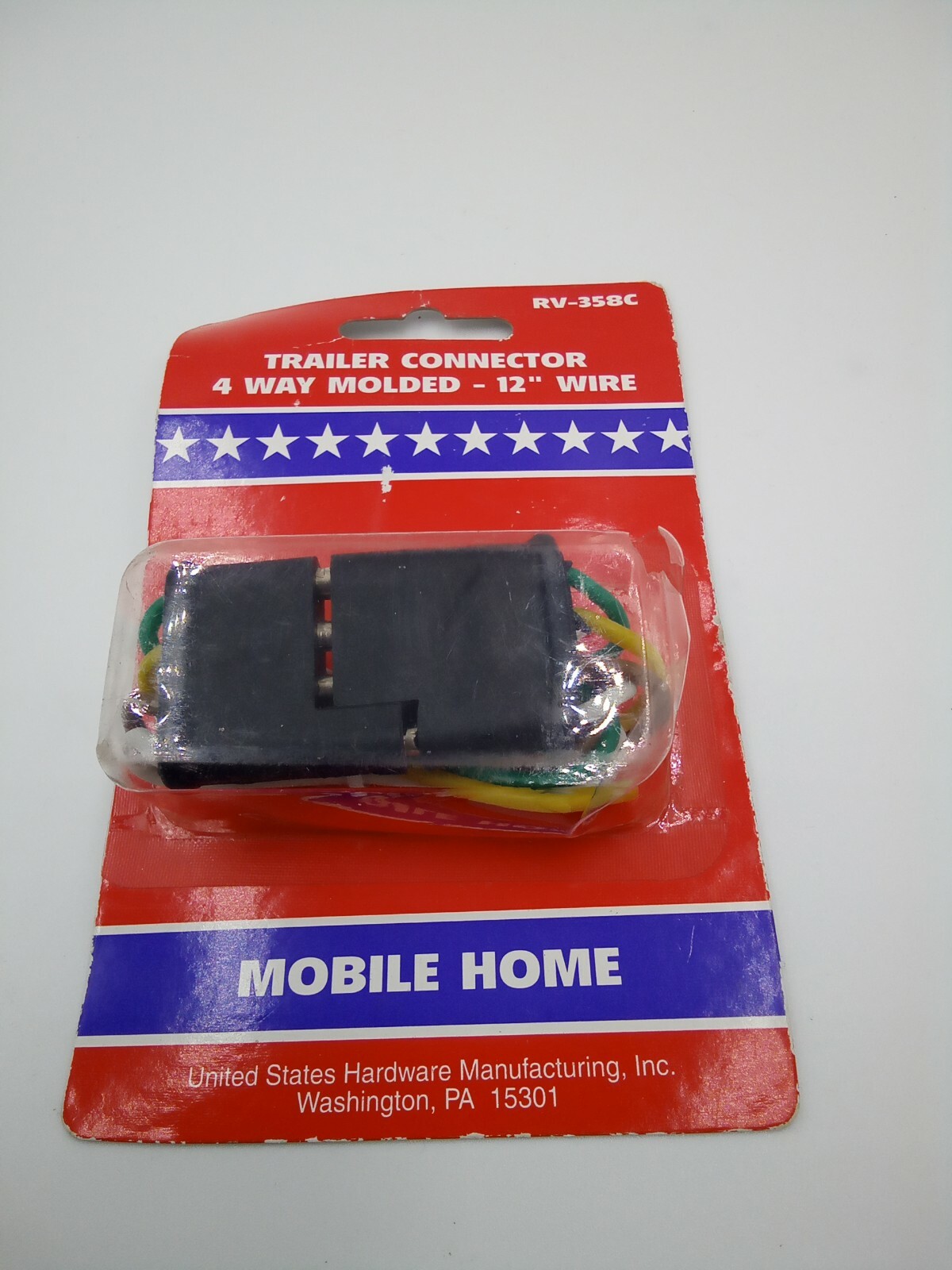 UNITED STATES HARDWARE part RV-358C 4 Way Flat Molded Cable Adapter 12” Wire