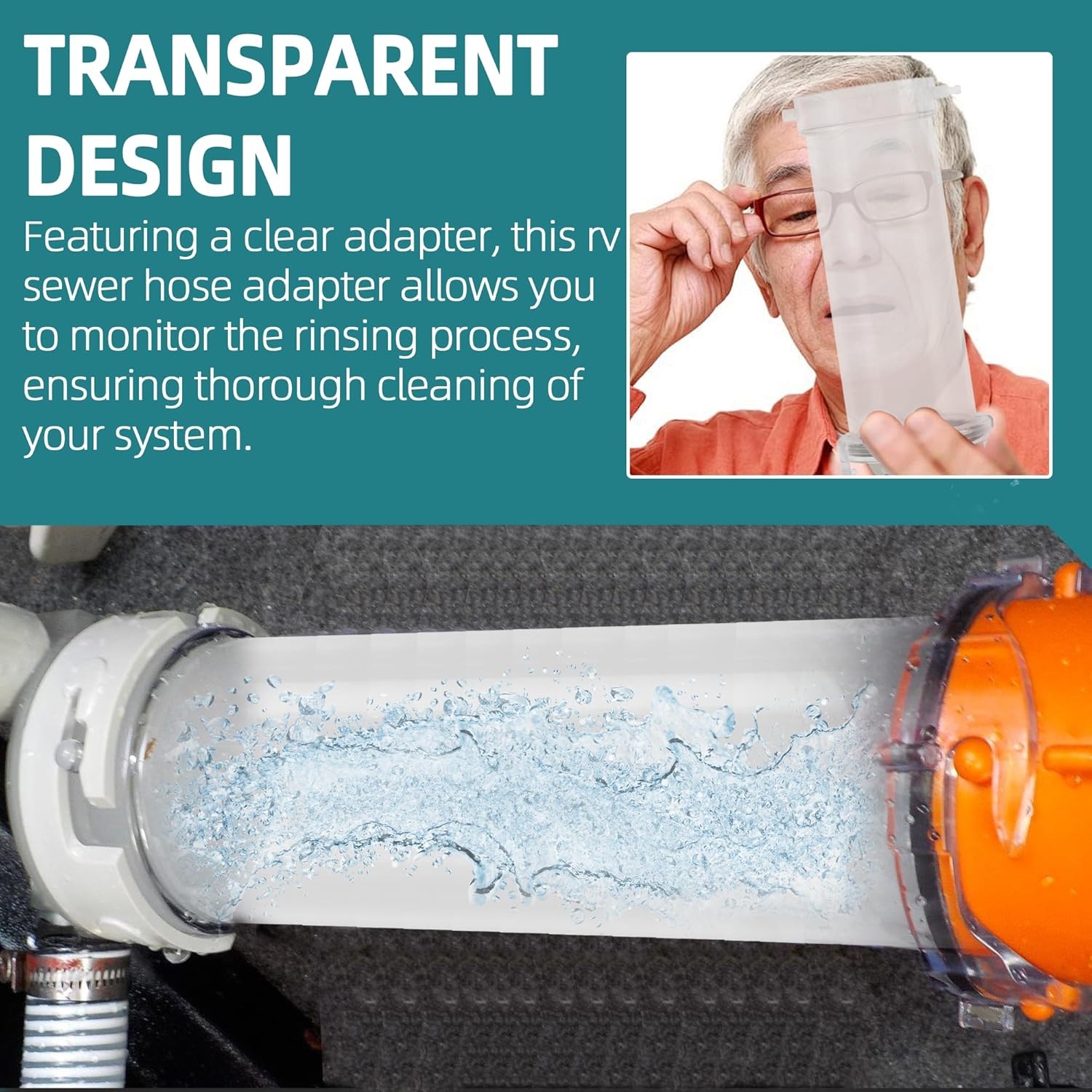 10-inch Extended Transparent Window Sewer Pipe Connector