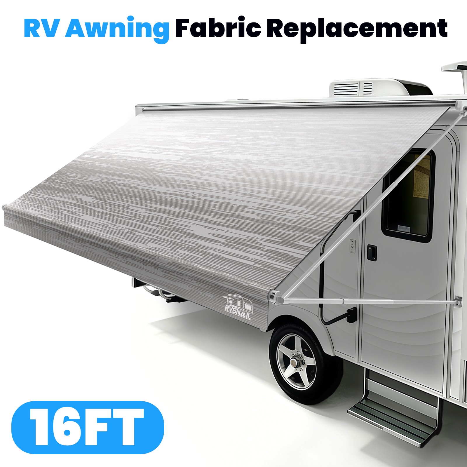 Outdoor RV Awning Replacement Fabric 16 ft RV Camper Trailer Fabric Blue Fade