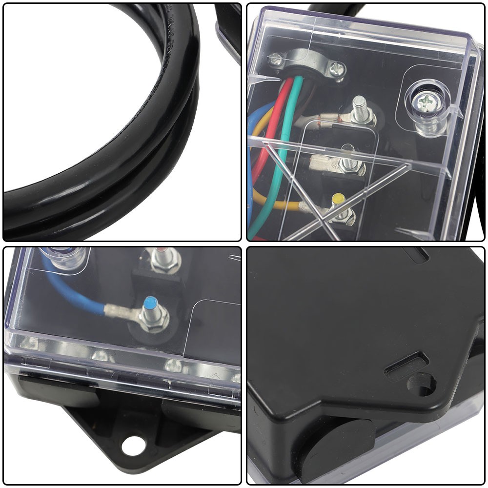 7 Way Trailer Cable 6FT with 7 Pin Plug and 7 Gang Junction Box For RV Trailer