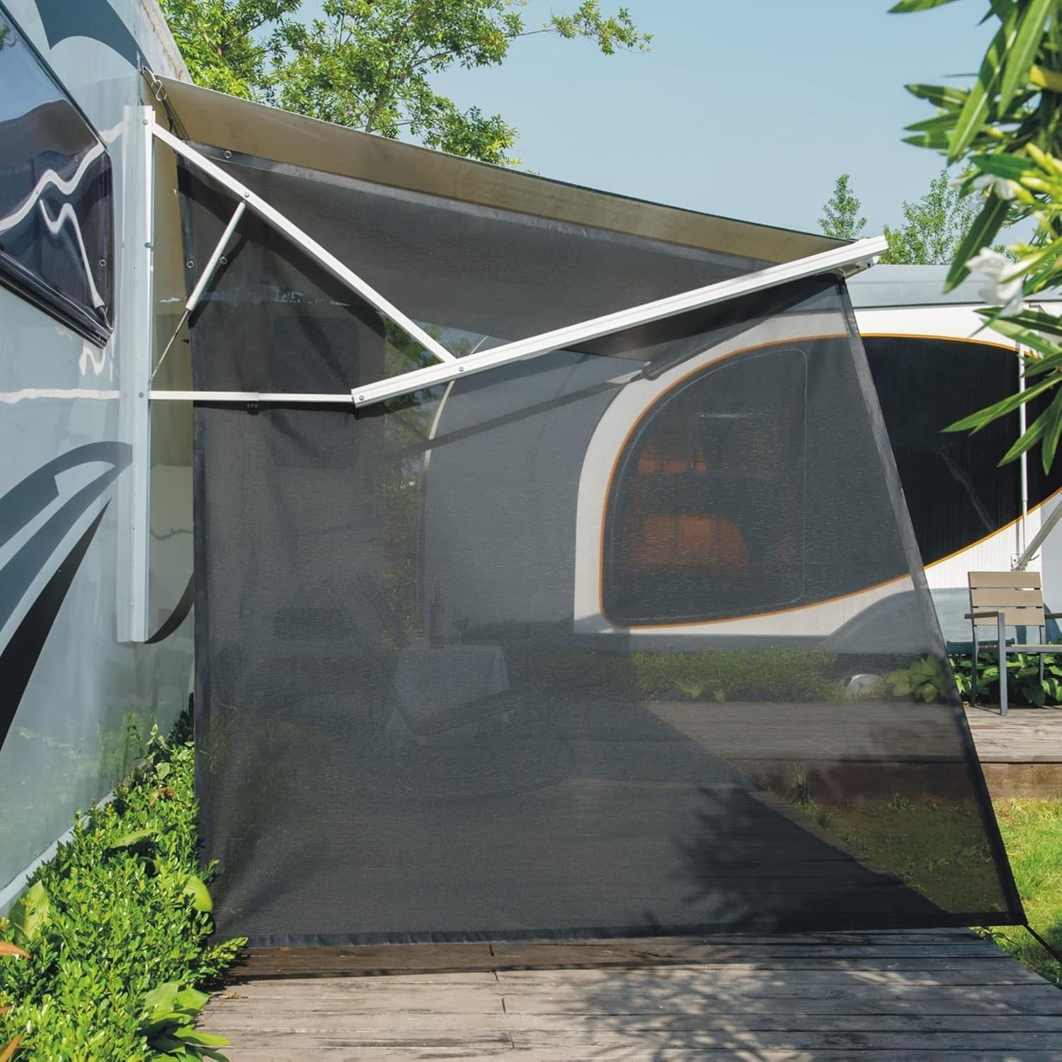 Black 9′ x 7′ RV Awning Side Shade Screen – Fast Installation & Superior Privacy