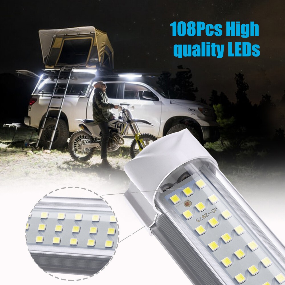 2Pcs 12V Interior Light Bar 6000K White 108 LEDs Universal Light Strip RV Camper