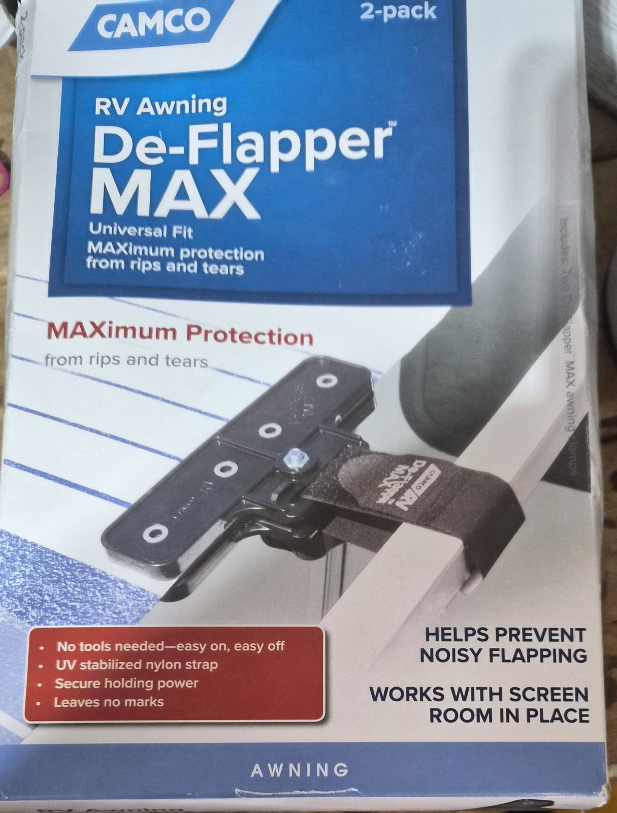 RV/Camper/Trailer – RV Awning DE-FLAPPER MAX (Universal Fit), 2 pack