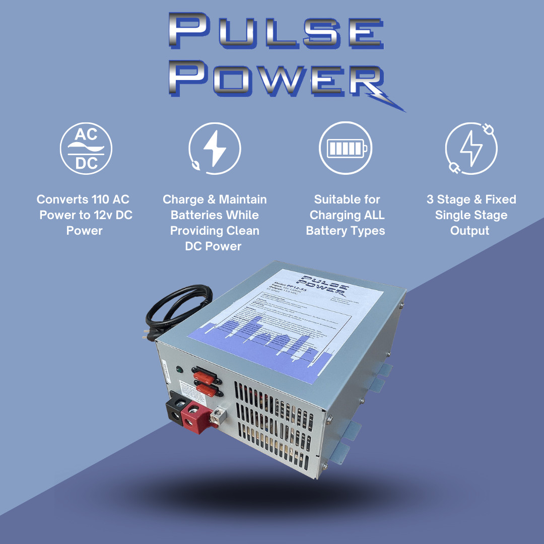 Pulse Power | 12V DC 120 Amp | Power Converter Battery Charger for RVs