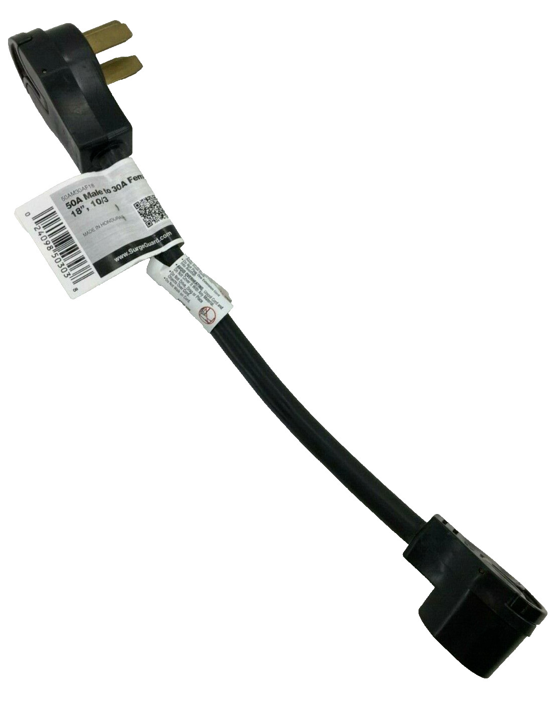 Surge Guard 50AM30AF East-T-Pull 50Amp To 30Amp RV Camper Cored Adapter 18″ Long