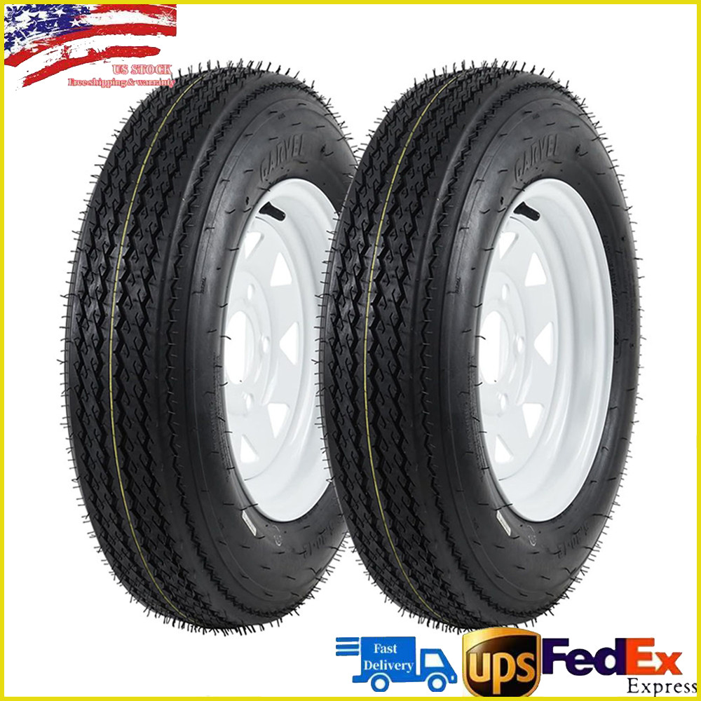2 Set 5.30-12 5.30×12 530-12 5.30-12 6PR Trailer Tires w/ 12″ Rims 5 Lug on 4.5″