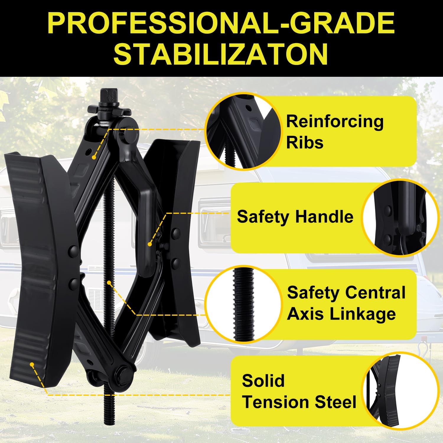 Wheel Chock Stabilizer 2 Sets Heavy Duty RV Camper Towmax X-Shaped Accessories