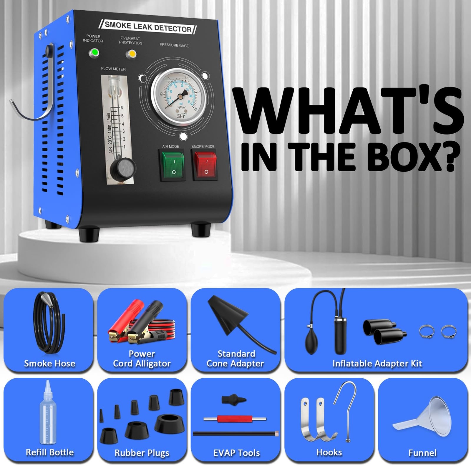 Wodli Smoke Machine Automotive Leak Detector Built in Air Pump, EVAP Blue